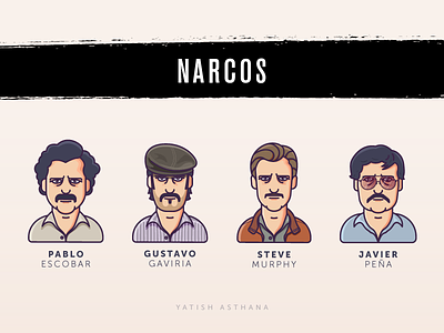 NARCOS Characters avatar character emoji fbi icon illustration mafia narcos netflix pablo escobar yatish asthana