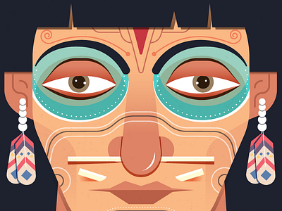 Native American character design face feather folk india native american portrait red indian traditional tribal tribe yatish asthana