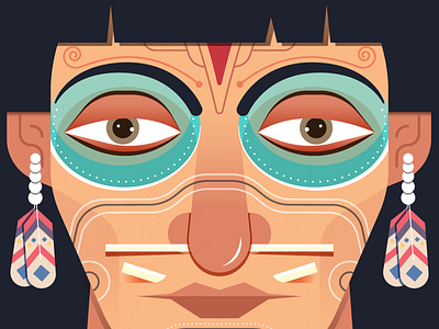 Native American character design face feather folk india native american portrait red indian traditional tribal tribe yatish asthana