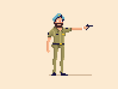 Sartaj Singh avatar character design cop illustration india netflix pixel art police sacred games sartaj singh vector yatish asthana