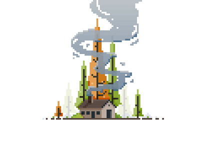 Cabin In the Forest 8bit cabin forest game art illustration landscape pixel art pixel dailies smoke tree vector yatish asthana