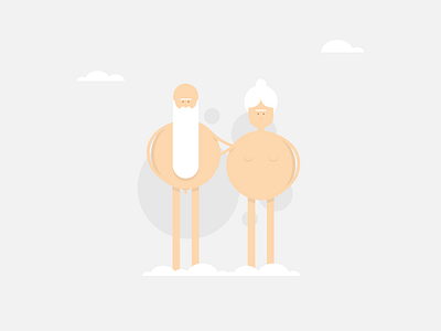 Hippie Nude character hippie illlustration nude old people