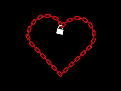 Heart Chains black chains heart illustration key white