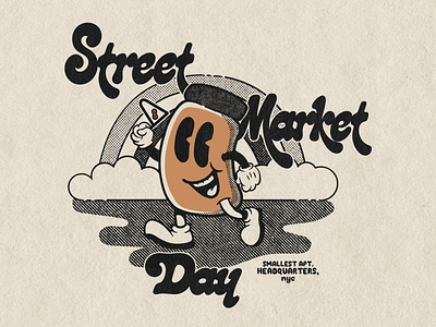 Street Market Day Merch Design cuphead design drawing font graphic design groovy halftones illustration jar merch peanut butter rainbow retro rubberhose typography vector vintage