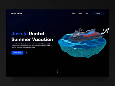 Sports Landing page animation - Jet-ski Rental Landing page 3d animation after effect after effects animation agency landing page animation design cinema4d clean clean ui design interaction landing design landing page motion motion design sports sports branding website