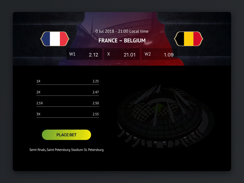 France vs. Belgium 2018 arena fifa ui ux web