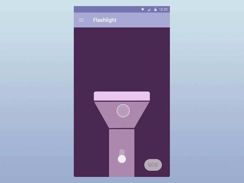 Flashlight android animation app colors flashlight flat interface light material principle sos ui