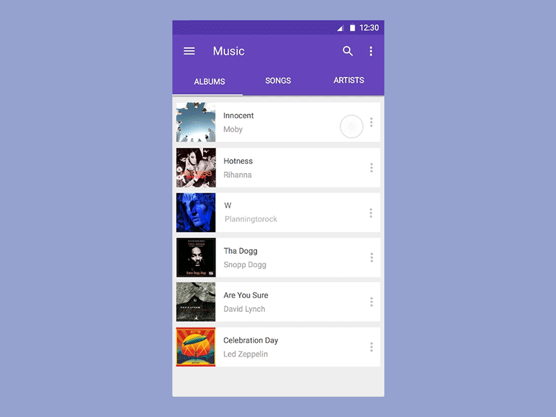 Material Music App Animation