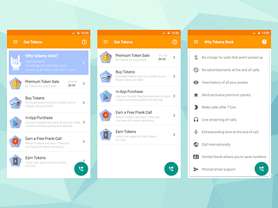 Main Page (Prank Dial) android app fab home screen interface material redesign sketch ui