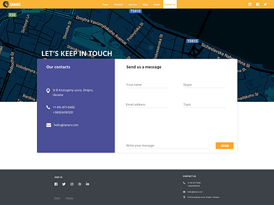 Contact Us contact us country email form lanars message our contacts snazzy maps text fields ui web design