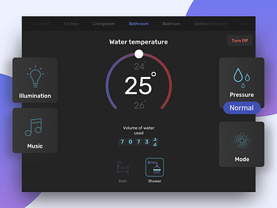 Smart Shower bath concept iot neon shower smart home smart shower tablet ui ux