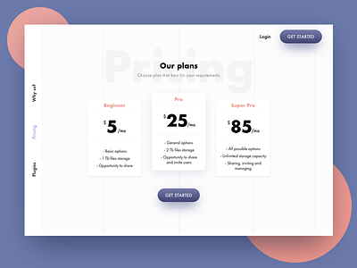 Pricing cards concept flat menu plans pricing ui ux web