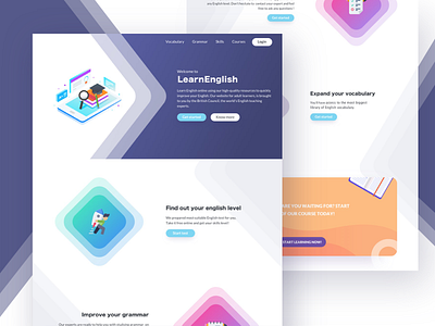 Learn English - Landing Page bright colorful concept design gradient illustration landing page ui ux web