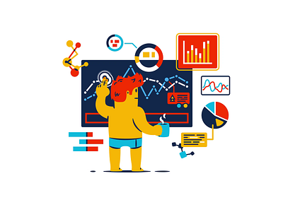 Freelancer - Animated Illustration animated animation chart freelancer graphic illustration infographics man mograph motion statistics workspace