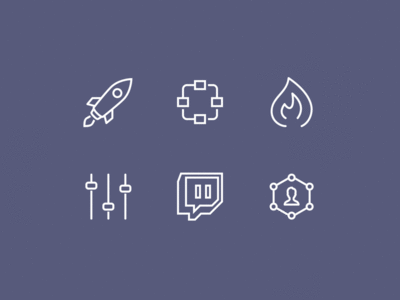 iOS Outline Animated Icons twitch fire spaceship rocket lottie animated free set motion animation icons icon