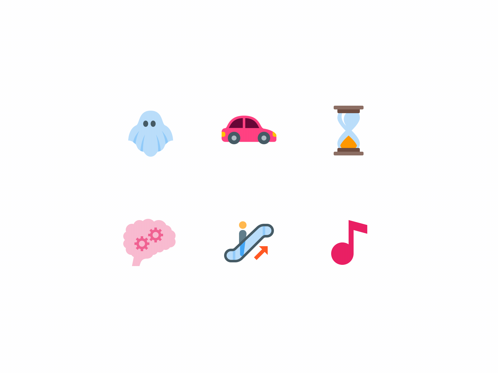 Cute Icons animated animation brain car cute ghost hourglass icon iconography icons motion music