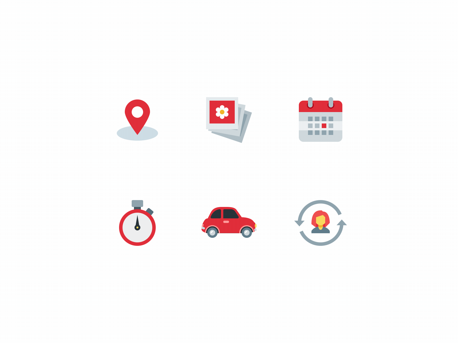 Micro-interactions animated animation calendar car gallery icon icons marker microinteraction motion stopwatch user