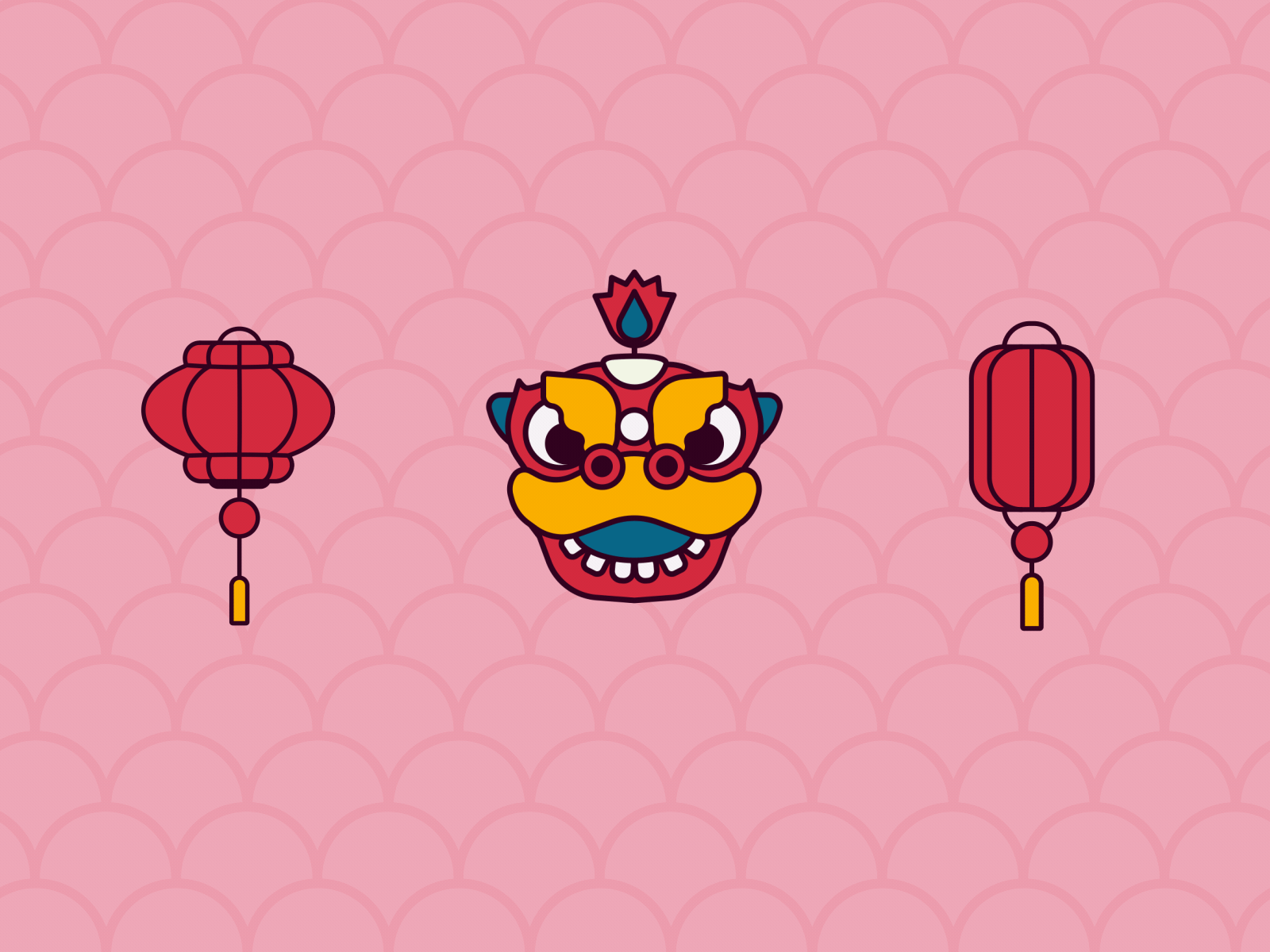 Chinese New Year animated animation chinese dragon festival guardian illustration lantern lanterns lion luck motion