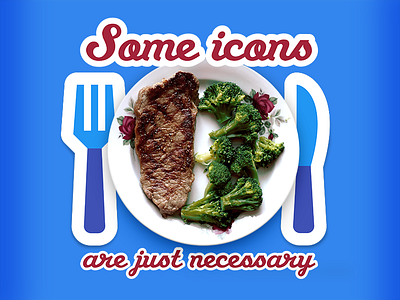 Some Icons Are Just Necessary broccoli food fork icons knife plate steak