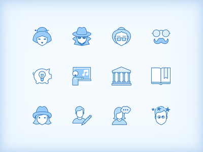 Fresh New Icons blue bluetone female gender icon icons male people set