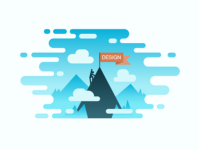 Climbing the design mountain alpinism climb cloud design designer flag graphic hill illustration learn mountain sky