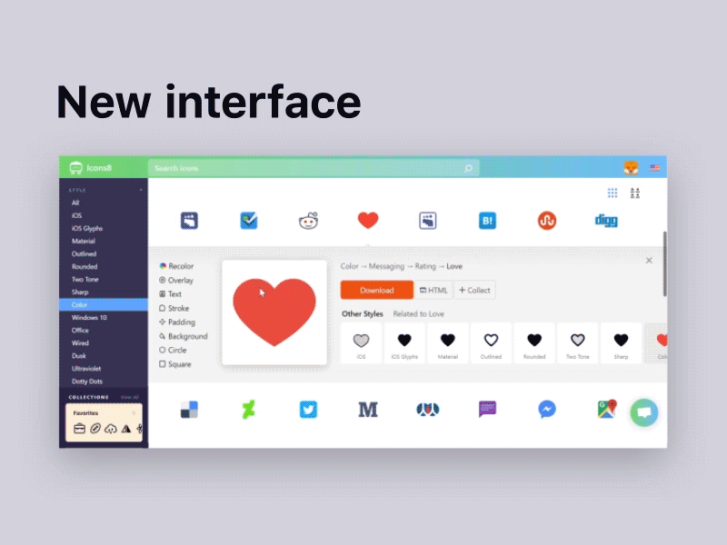 Icons8 for Web: redesign app beta design free icon icons interface redesign set user interface ux web app