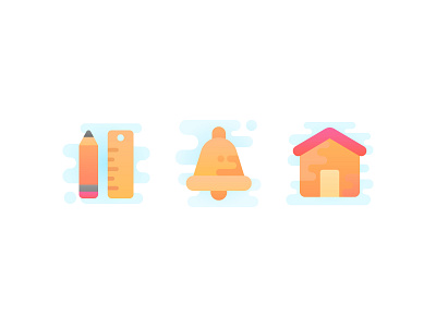 Icon set in progress bell cute edit home house icon iconography icons notification pencil ruler vector