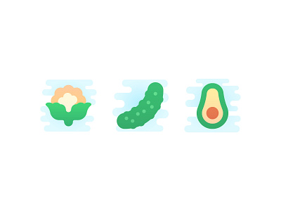 A Few Healthy Things avocado cauliflower cucumber cute health icon iconography icons vector vegan vegetable vegetarian