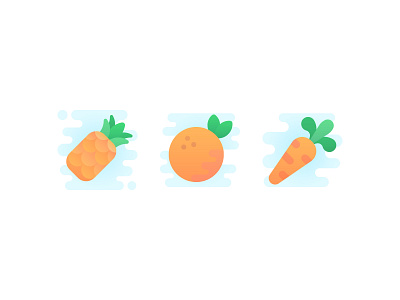 Delicious Things carrot cute food fruit icon iconography icons orange pineapple tasty vector vegetable