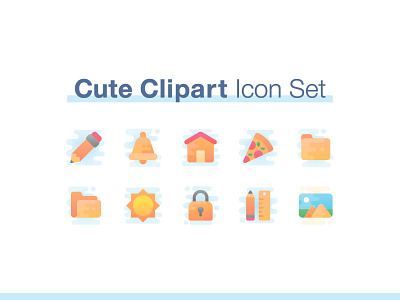 Cute Clipart Icon Set cute edit folder free freebie home icon iconography icons pizza set vector