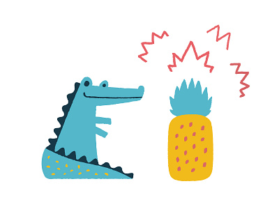 Here we meet again, bro! alligator crocodile cute green illustration illustrator little pineapple summer sweet tropic vector