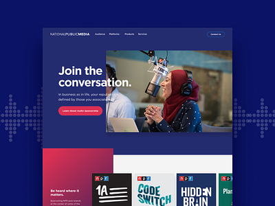 National Public Media Redesign brand brand strategy branding gradient redesign ui ux website design