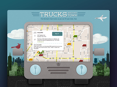 Food Truck Night/Day Experiment app collage dark mode illustration ui web design