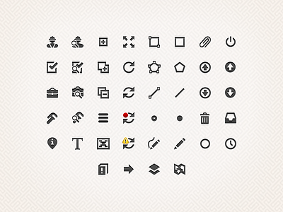 Icons attachment brief case check mark delete download error log expand hard hat history identify inbox info layers map missing image pencil pipe wrench polygon power recent refresh search select sync sync error sync pending trash upload utility worker