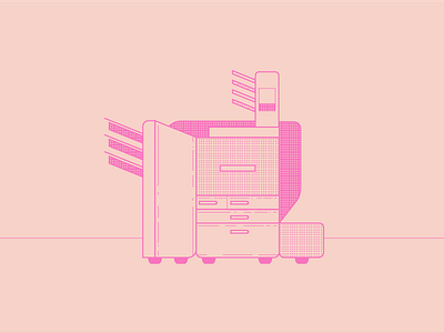 Behemoth Printer flat illustrator line pink printer vector
