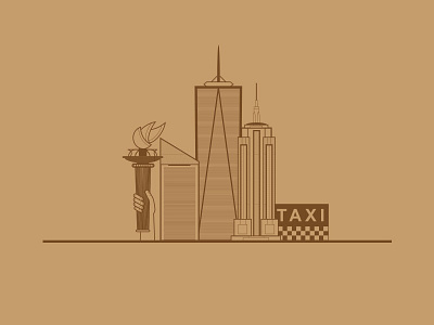 New York City brown city illustrator line new york city nyc tan vector