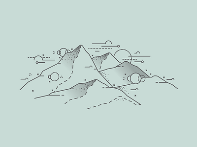 Mountain Air blue clouds gray illustration illustrator line art lines mountains sun vector
