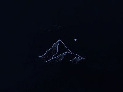 Night in the Mountains blue illustration line art lines moon mountain night vector