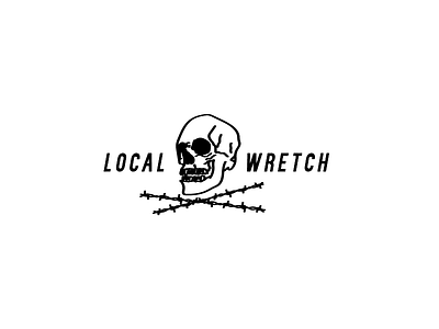 Local Wretch barbed wire black grunge skull white