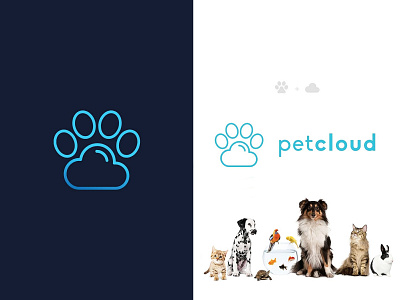 Petcloud 🐾 + ☁️ animal animal logo animalscloud cloud clouds paw paws pet petcloud petclouds pets