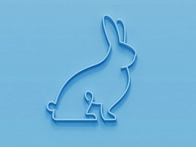 Blue Rabbit Logo 3d animal blue bunnies bunny line animal lines linework rabbit rabbits single line