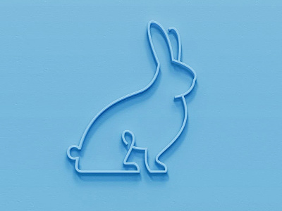 Blue Rabbit Logo 3d animal blue bunnies bunny line animal lines linework rabbit rabbits single line