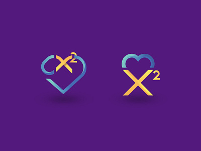 X² Heart chi squared chi squared logo heart heart logo heart math logo logo logo design math squared x2 logo