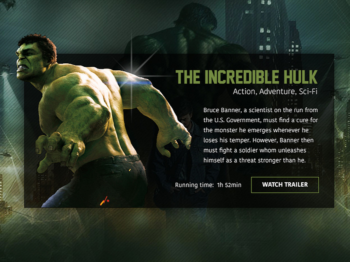 Movie Dashboard / The Incredible Hulk by Rick van Houten (ZORM) on Dribbble