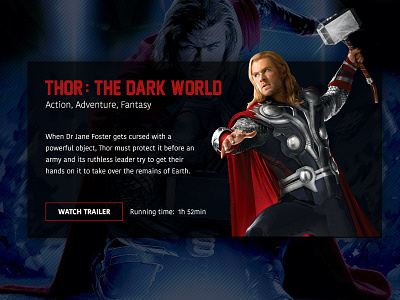 Movie Dashboard / Thor: The Dark World film movie movie card movie dashboard thor ui ux