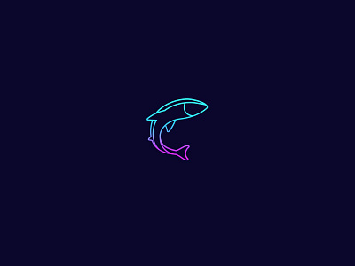 Magic fish animal blue fish gradient gradient color gradient icon icon lines magic minimal purple
