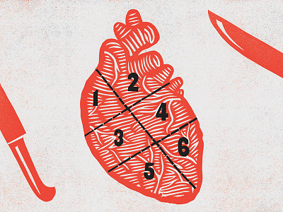 Bleeding Heart butcher design heart illustration knife letterpress poster print printmaking