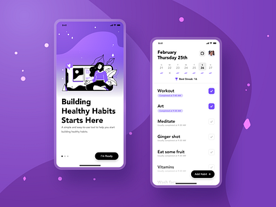 Habit Tracker App Concept app concept customize design habit habit tracker healthy illustration purple ui ux
