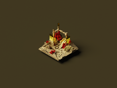 Desert Ruins 3d corruption crystal desert design magicavoxel modeling red render sand shaders tan voxel voxel art wasteland