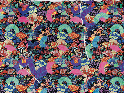 Living Thing Pattern artist collage flowers pattern worms